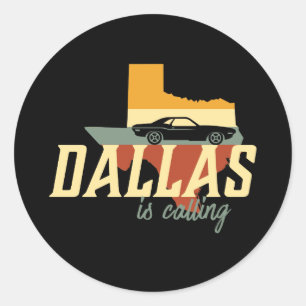 Vintage Retro Dallas Texas USA Stadtplan Runder Aufkleber