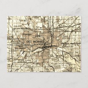 Vintage Retro Des Moines Iowa Postkarte