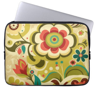 Vintage Retro-Design Blumen hellgrün Laptopschutzhülle
