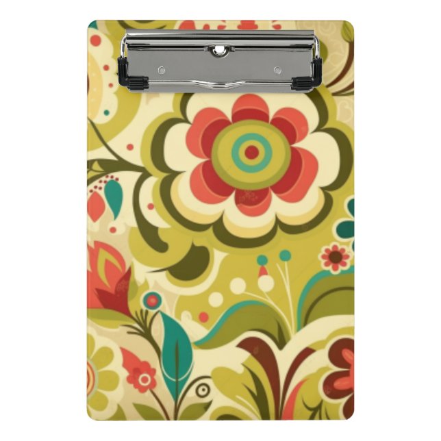 Vintage Retro-Design Blumen hellgrün Mini Klemmbrett (Vorderseite)