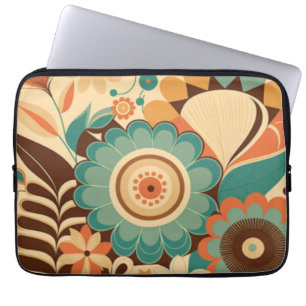 Vintage Retro-Design floral braun beize grün Laptopschutzhülle