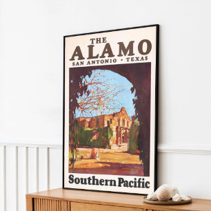 Vintage Retro Die Alamo San Antonio Texas Poster