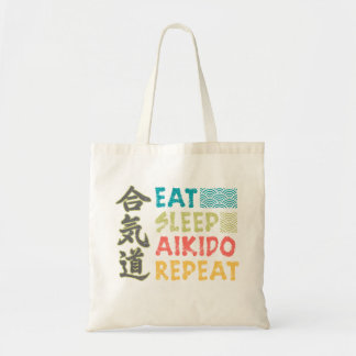 Vintage Retro Eat Sleep Aikido Repeat Tragetasche