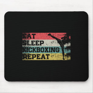 Vintage Retro Eat Sleep Kickbox Repeat Lustiges Ki Mousepad