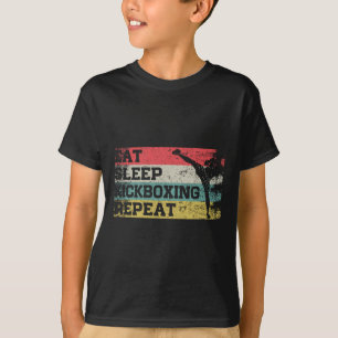 Vintage Retro Eat Sleep Kickbox Wiederholen Lustig T-Shirt