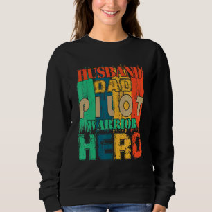 Vintage Retro Ehemann Vater Pilot Held Passende Fa Sweatshirt