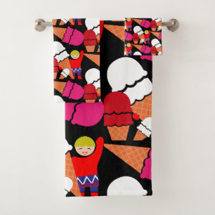 Vintage Retro Eiscreme-Kunst Badhandtuch Set