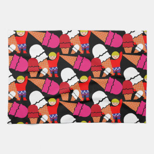 Vintage Retro Eiscreme-Kunst Geschirrtuch