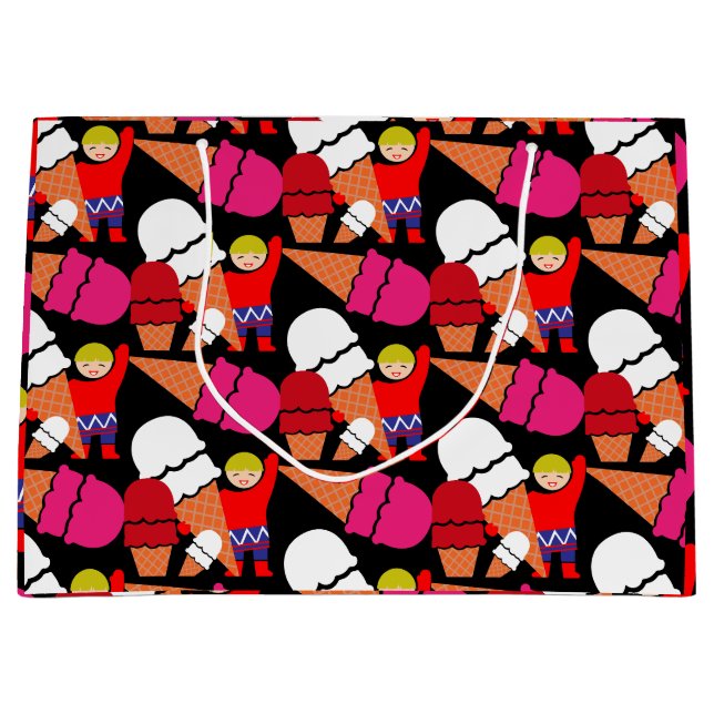 Vintage Retro Eiscreme-Kunst Große Geschenktüte (Vorderseite)