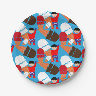 Vintage Retro Eiscreme-Kunst Pappteller