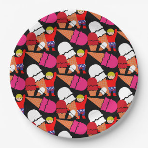 Vintage Retro Eiscreme-Kunst Pappteller