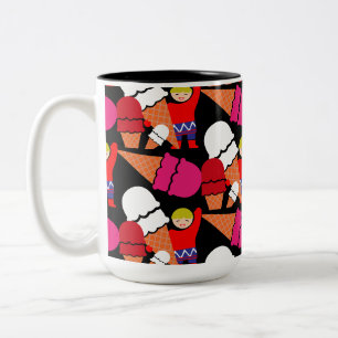 Vintage Retro Eiscreme-Kunst Zweifarbige Tasse