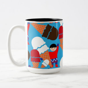 Vintage Retro Eiscreme-Kunst Zweifarbige Tasse
