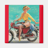 Vintage Retro Elvgren Motorrad-Biker Button-UP Gir