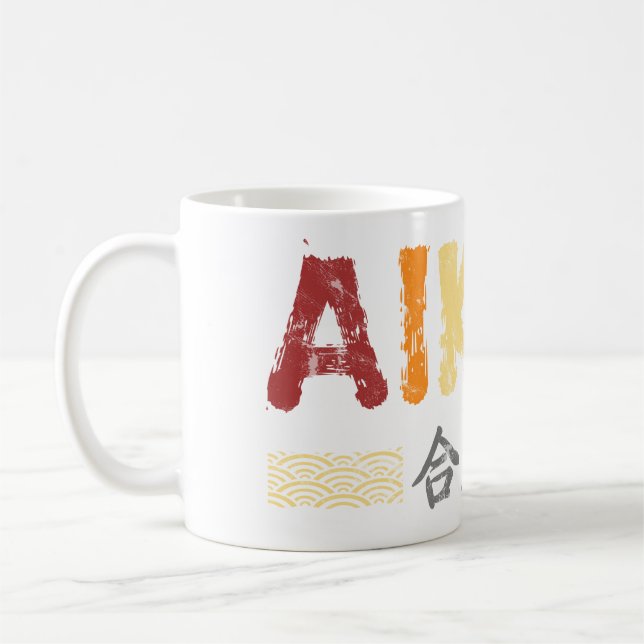Vintage Retro-Farben Aikido Drink Tasse (Links)