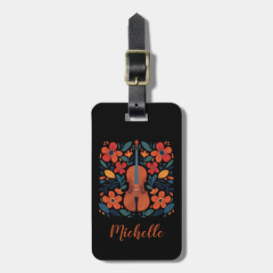 Vintage Retro Farben Wildblume Boho Floral Violine Gepäckanhänger