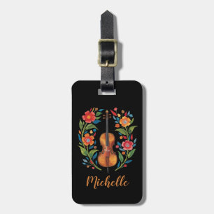 Vintage Retro Farben Wildblume Boho Floral Violine Gepäckanhänger