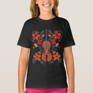 Vintage Retro Farben Wildblume Boho Floral Violine T-Shirt