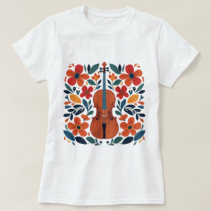 Vintage Retro Farben Wildblume Boho Floral Violine T-Shirt