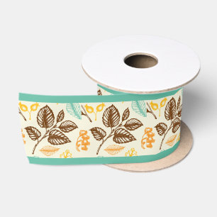 Vintage Retro Farbige Türkis Gelb Braun Geschenk  Satinband