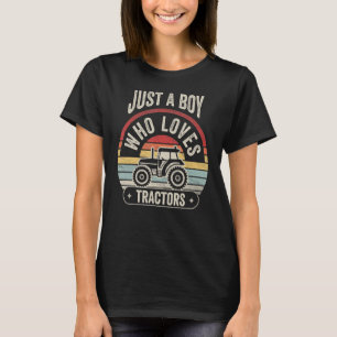 Vintage Retro-Farm nur ein Junge, der Traktoren Li T-Shirt
