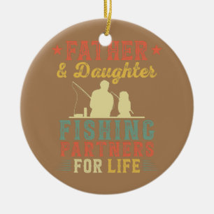 Vintage Retro Father And Daughter Fishing Keramik Ornament