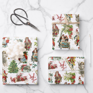 Vintage Retro Festive Weihnachtsfeier  Geschenkpapier Set