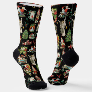 Vintage Retro Festives Weihnachtsmuster Socken