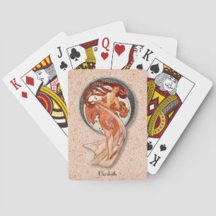 Vintage Retro Floral Art Nouveau Tanzende Mädchen Spielkarten
