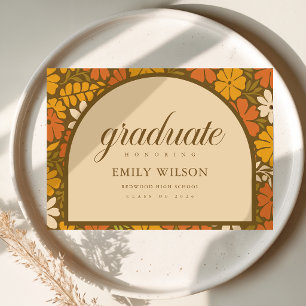 Vintage Retro Florale Abschlussanzeige Postkarte