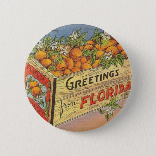 Vintage Retro Florida-Orangen Button
