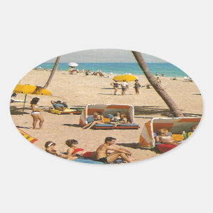 Vintage Retro Florida-Strand-Reise Ovaler Aufkleber