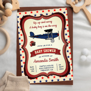 Vintage Retro-Flugzeug-Baby-Shower-Einladung Einladung