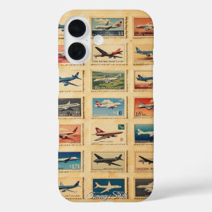 Vintage Retro-Flugzeug-Briefmarke iPhone 16 Hülle