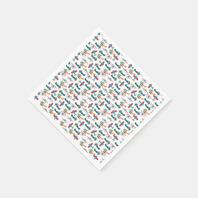 vintage Retro-Flugzeugmuster Serviette (Ecke)