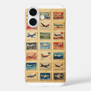 Vintage Retro-Flugzeugstempel iPhone 16 Hülle