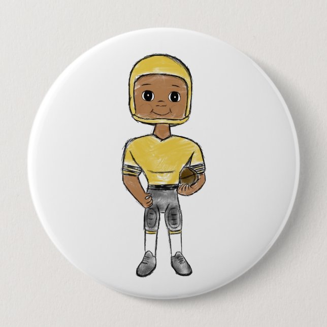 vintage retro football player black yellow Simple Button (Vorderseite)