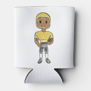 vintage retro football player black yellow simple dosenkühler