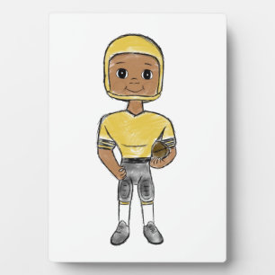 vintage retro football player black yellow Simple Fotoplatte