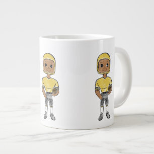 vintage retro football player black yellow Simple Jumbo-Tasse