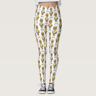 vintage retro football player black yellow Simple Leggings