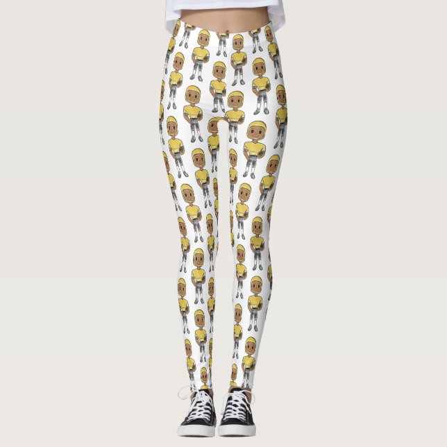 vintage retro football player black yellow Simple Leggings (Vorderseite)
