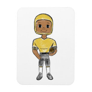 vintage retro football player black yellow Simple Magnet