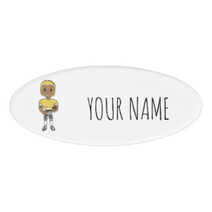 vintage retro football player black yellow Simple Namenschild