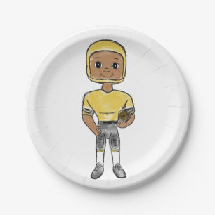 vintage retro football player black yellow Simple Pappteller