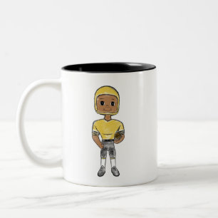 vintage retro football player black yellow Simple Zweifarbige Tasse