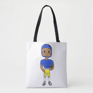 vintage Retro Football Player Blue Yellow