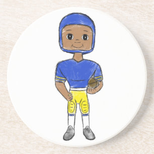 vintage Retro Football Player Blue Yellow Getränkeuntersetzer
