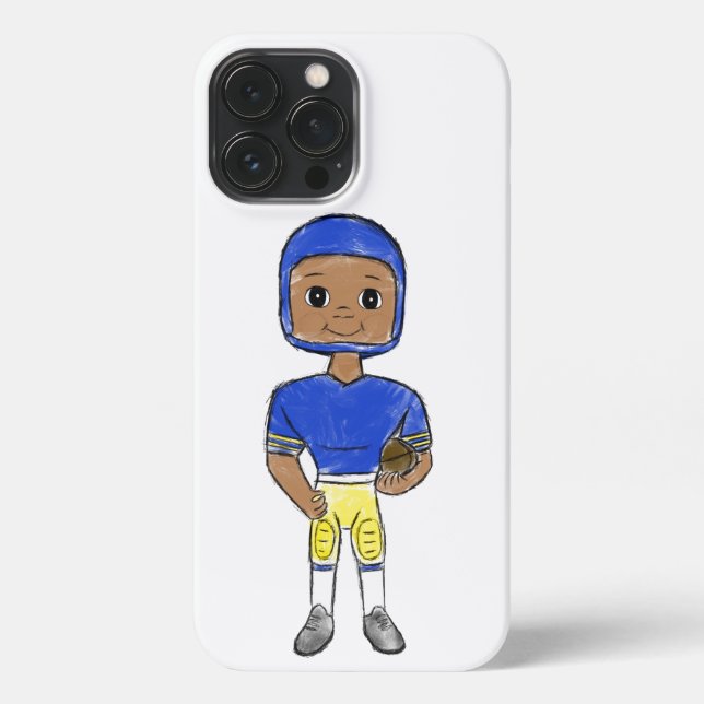 vintage Retro Football Player Blue Yellow iPhone Hülle (Rückseite)