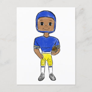 vintage Retro Football Player Blue Yellow Postkarte